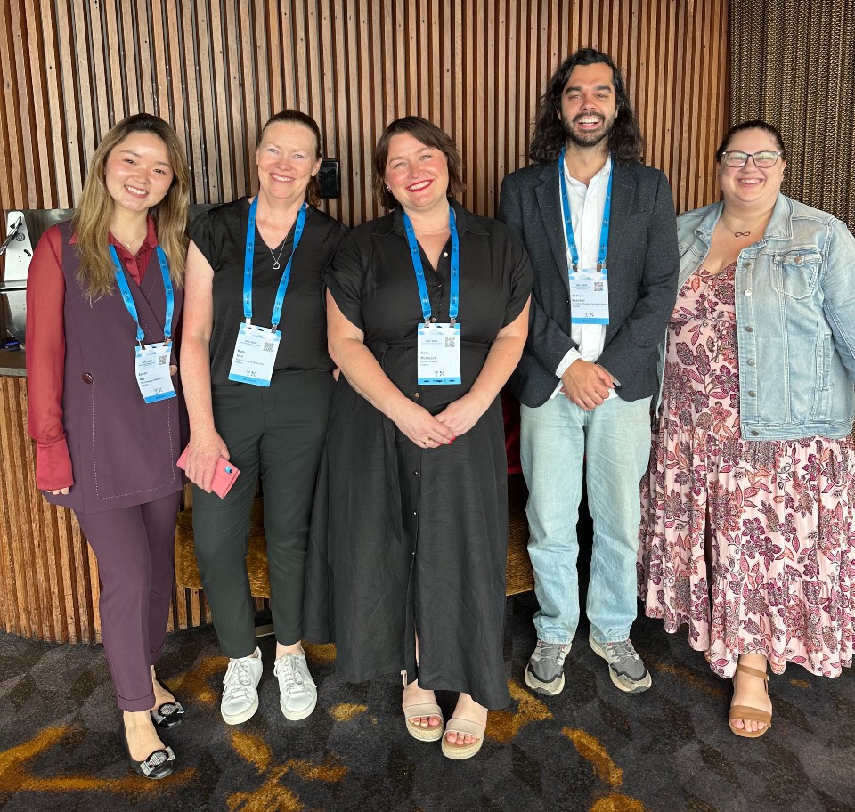 Kate McGeoch (centre) is pictured with the Exciton Science Operations Team